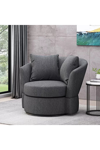 homejoyz كرسي إيكو إيدج من الكتان والخشب السويدي - رمادي