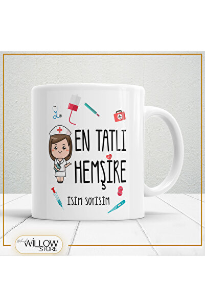 WİLLOW STORE The Sweetest Nurse-Themed Porcelain Mug, Gift, High Quality, Pro...