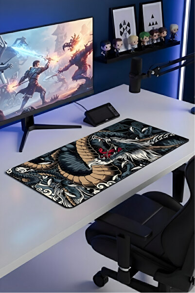BLACK DEER 8 Different Model Stitched Edge 90X40 cm Digital Player Gaming Mouse Pad (Dragon)