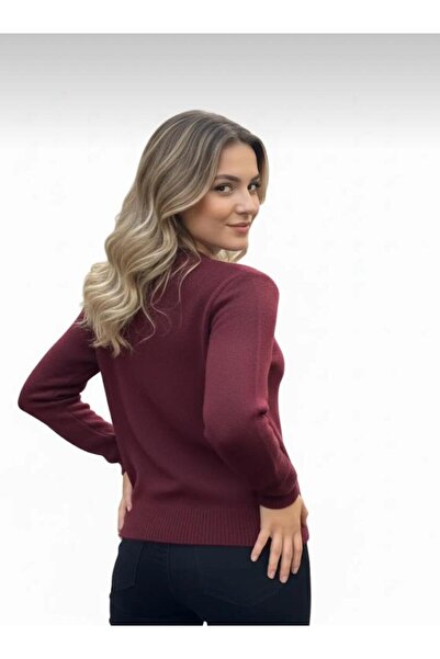 hedef giyim Scarf Detailed Crew Neck Soft Knit Sweater