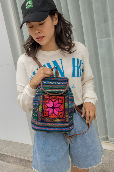 Livava Рюкзак з етнічним візерунком і регульованими ременями, 37x35 см