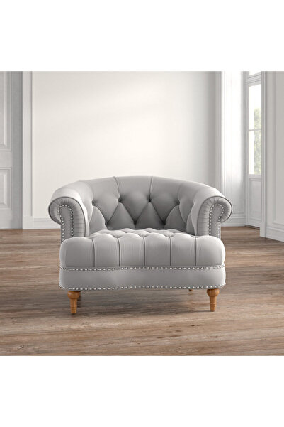 homejoyz | Velvet Veil Lounge Chair Velvet & Swedish Wood - Gray