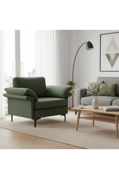 homejoyz | كرسي بذراعين من الكتان – أخضر