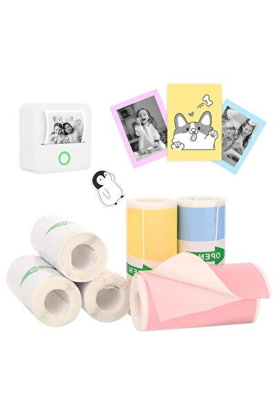 Schulzz Mini Yazıcı Rulosu ,5adet Beyaz Sticker, 3adet Renkli Sticker, 3adet Renkli Rulo