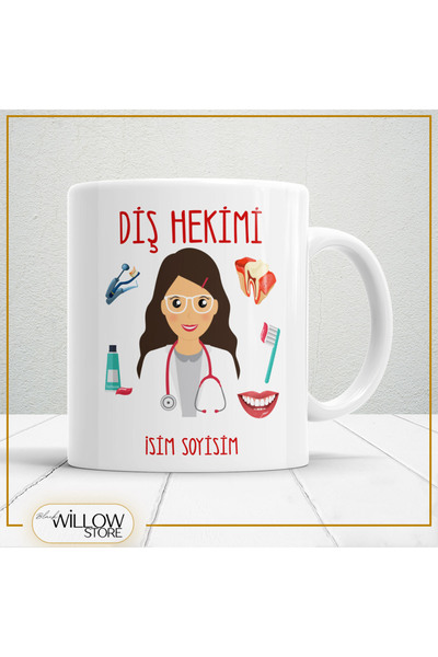 WİLLOW STORE Dentist Porcelain Mug, Gift, High Quality, Professional Theme