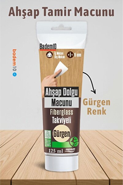 Badem10 (PREMİUM) Ahşap Parke Tamir Macunu GÜRGEN Renk Mobilya Masa Dolgu Çatlak Çizik Giderici 125 ML