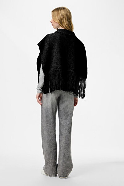 PIECES Pcjulle Women's Tassel Detailed Poncho - Sustainable Fabric