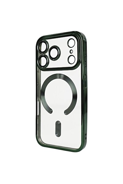 Plating Carcasă pentru iPhone 17 Pro Max, MagCase, TPU transparent, ramă verde