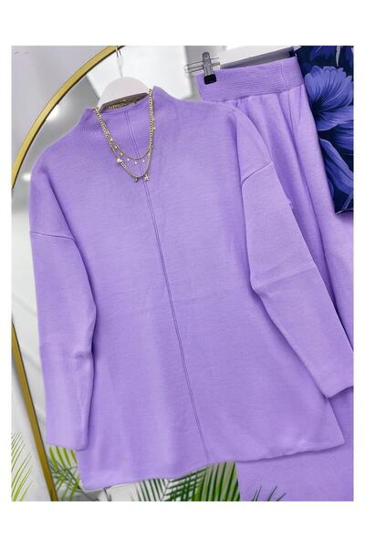 YEDİLALE Stand-Up Collar Casual Wide-Leg Knit Tunic Pants Double Set [Not a Shawl Genius, Size Range 38-44]