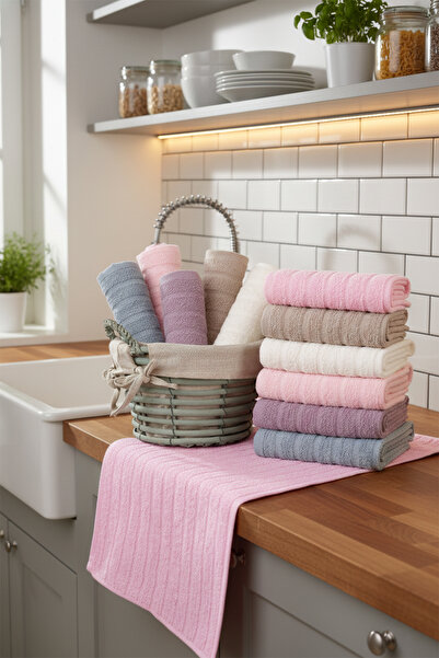 Cotonila Path | 12'li 30x50 Cm El Ve Yüz Havlu Seti | Mutfak Havlusu