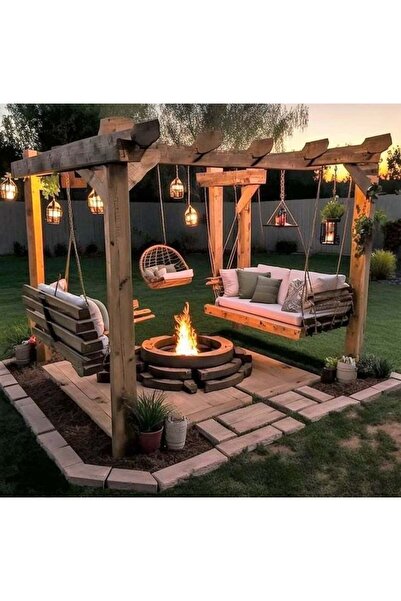 Bamena Wood River İkili Ahşap Salıncak