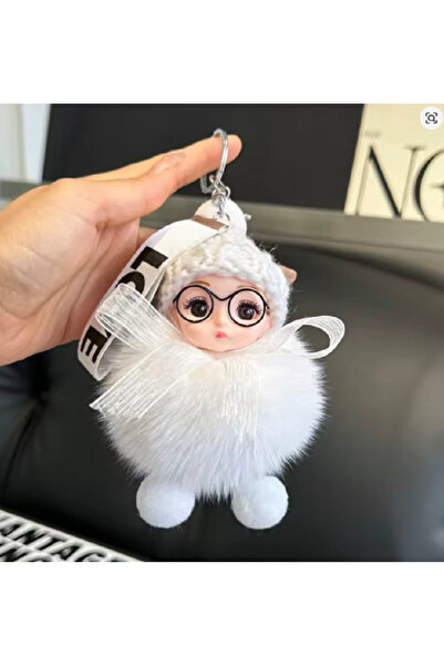 TChic Plush Glasses-Wearing Girl Doll Bag Ornament/Charm Keychain