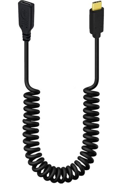 AWADUO كابل USB C إلى USB C بملف زنبركي بطول 1.5 متر وشحن سريع 480 ميجابت في ...