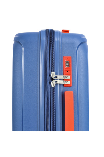 Lee Cooper Cărucior extensibil mare LC33403, 77x51x30 cm, polipropilenă, încuietoare, 4 roți 360°, albastru