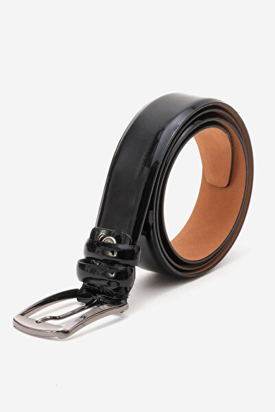Dericlub Hakiki Deri 3.5cm Erkek Rugan Klasik Kemer 519 SİYAH