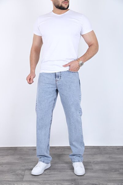 MYRAB DENİM Men's dusty blue baggy jeans - relaxed fit, casual & streetwear d...