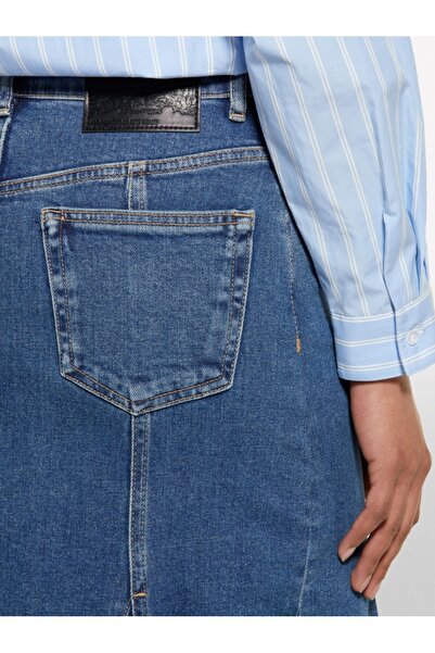 Sisley Γυναικεία βαμβακερή φούστα με κουμπιά με ψηλόμεσο μίντι τζιν 325P41GTL002N-SIS902