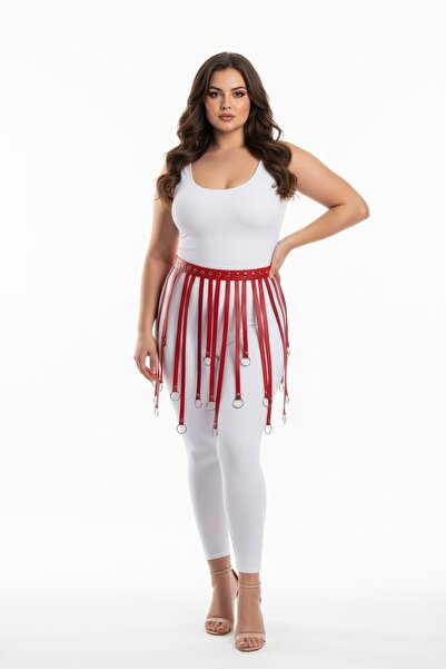 Angels Passion Plus Size Red Skirt New Season Laser Cut Office Chic - Domestic Production