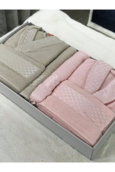 Özdilek طقم روب حمام إليسا حجري - بودرة