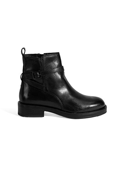 Desa Women's Black Adjustable Buckle Leather Boots