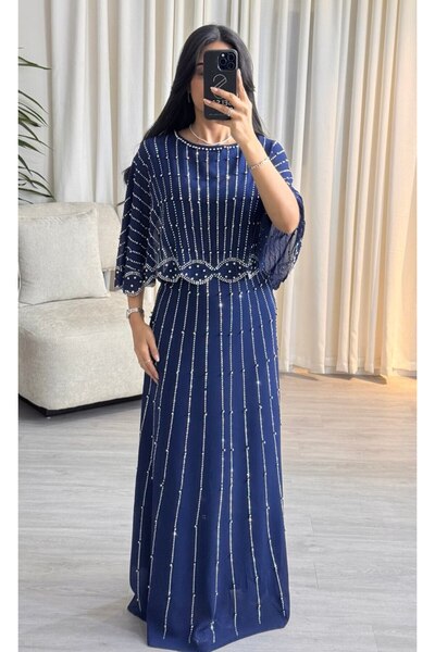 SELSAL Pearl embellished evening dress