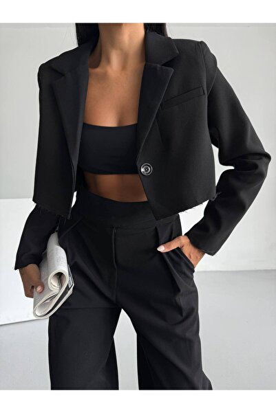 vuvutasarım New Season Women's Single Button Crop Blazer Jacket 52207001