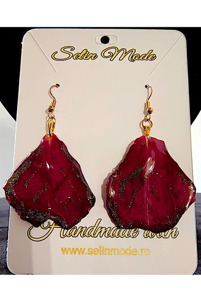 Selin Mode Earrings – Natural rose petals with gold accents