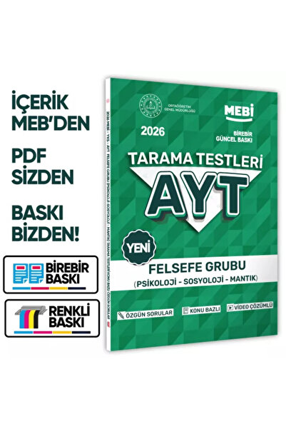 Karakutu Yayınları 2026 YKS-AYT MEBİ-OGM Felsefe Grubu Özgün Tarama Testleri ...