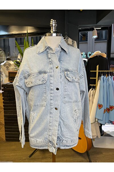 Dadali Women's Stone Embroidered Embroidered Long Sleeve Cotton Denim Jacket