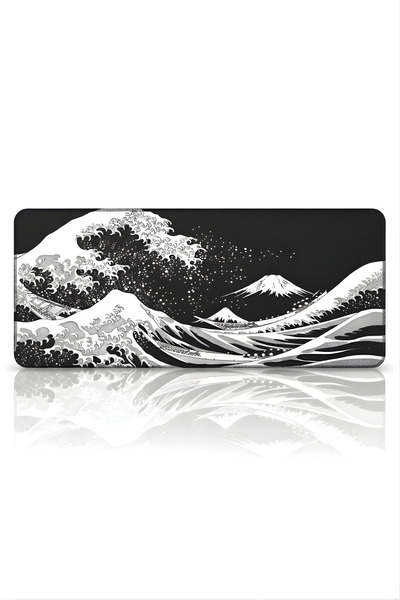 BLACK DEER 8 Different Model Stitched Edge 90X40 cm Digital Gamer Gaming Mouse Pad (White Japanese Wave)