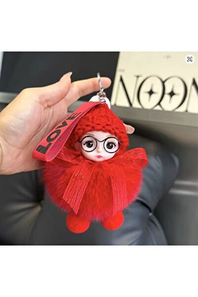 TChic حلية حقيبة على شكل فتاة صغيرة مع نظارات من القطيفة/سلسلة مفاتيح