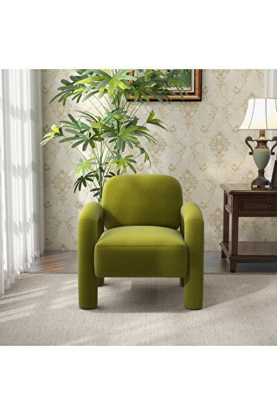 homejoyz | كرسي Twilight Tide من المخمل والخشب السويدي - أخضر فاتح