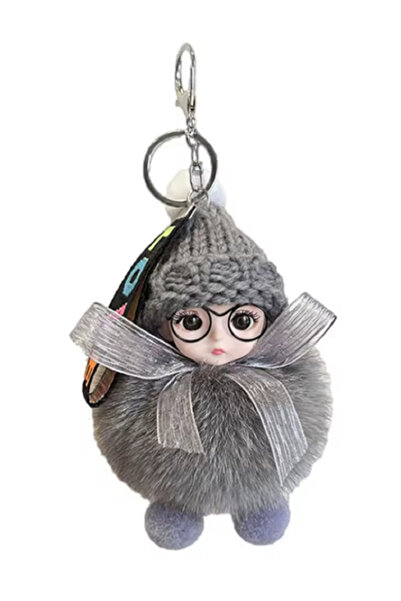 TChic حلية حقيبة على شكل فتاة صغيرة مع نظارات من القطيفة/سلسلة مفاتيح