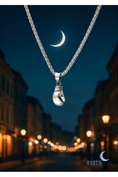 Fixxer Boks Eldiveni 925 Ayar Gümüş Kolye Boxing Glove Pendant Necklace