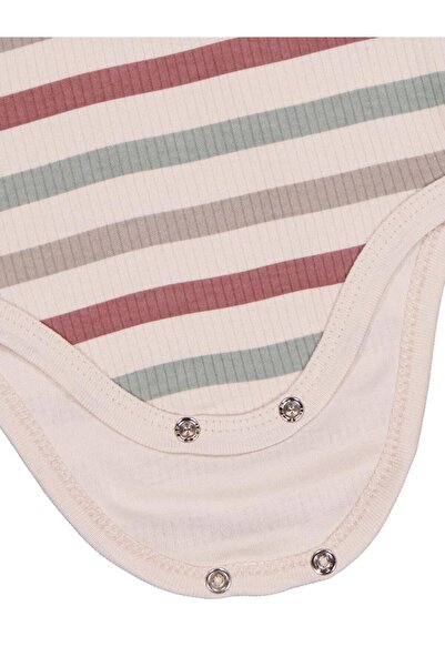 Civil Baby Striped Printed 0-3 Years Old Snap Fastener Bodysuit - Beige 9-12 Months