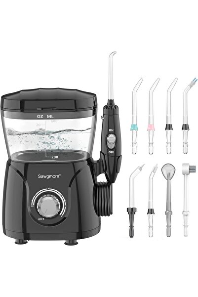Sawgmore جهاز تنظيف الأسنان بالماء، 600 مل، 10 ضغوط قابلة للتعديل، 8 رؤوس نفث...