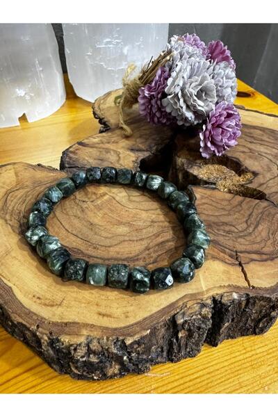 parze doğaltaş Seraphinite (Serafinite) Cube Cut Bracelet