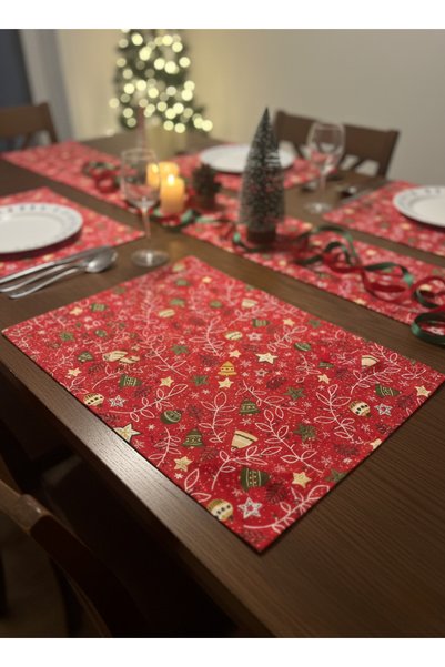 Sumicorn Design Kırmızı Yılbaşı Christmas Temalı Amerikan Servisi Supla 1 Ade...