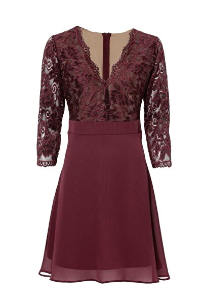 MAMAYAGA Γυναικείο γιακά από τούλι Λεπτομερές μανίκι Truvacor Κομψό άνετο καλούπι Βραδινό φόρεμα με καμπύλη σε μέγεθος