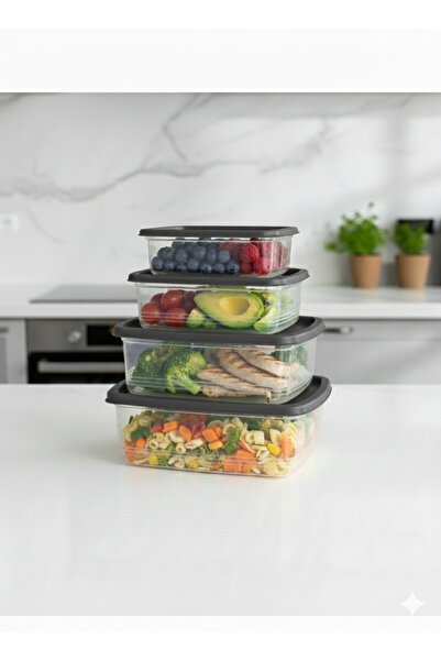 Myplas 4 Adet Çok Amaçlı Saklama Kabı 250ML-500ML-750ML-1,2L