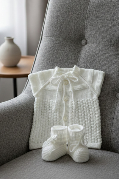 Hiciw El Örmesi Yelek ve Patik || Bebek & Çocuk Yelek ve Patik Seti