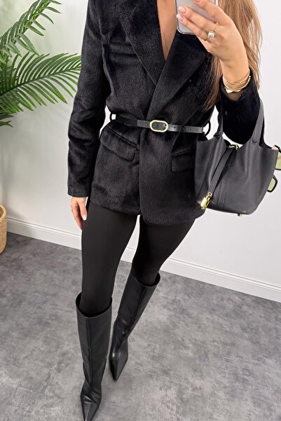 Lavanta Tekstil Belted Plush Blazer Jacket