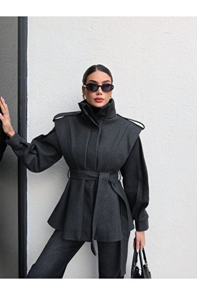 ESRAHELVACI Shoulder Pad Piece Shoulder Epaulet Detail Cashmere Coat