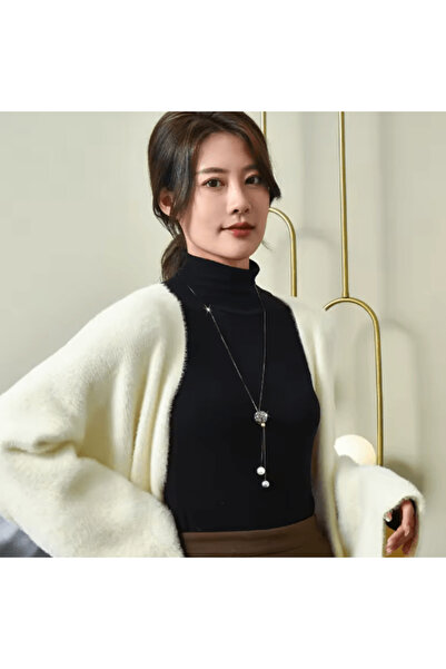 CRM Women's long necklace with crystal beads, - elegant accessory for dresses and sweaters