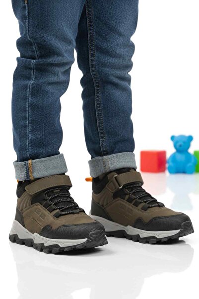 Cool Khaki Gray Velcro Non-Slip Unisex Velcro Children's Boots Doruk P