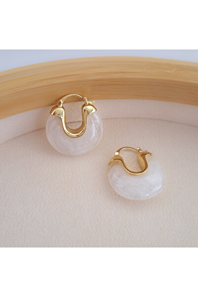 Norevia Mermer Görünümlü Halka Küpe