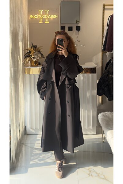 HERA Oversize trençkot koyu kahve