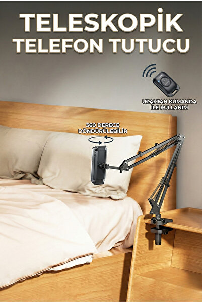 Jopree Teleskopik 360 Derece Ayarlanabilir Telefon Tutucu - Uzaktan Kumandalı