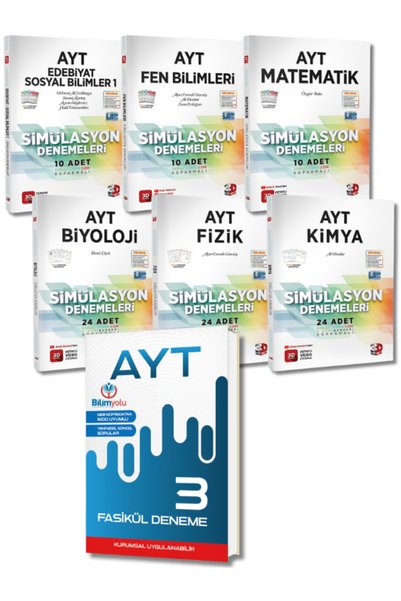 Bilimyolu Yayıncılık 3D Yayınları ve Bilimyolu Yayıncılık'tan AYT Tüm Dersler Branş Deneme ve AYT 3 Genel Deneme Seti
