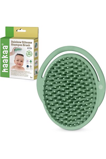 Haakaa Baby Cradle Cap Brush - Silicone Scalp Massager (Pea Green)